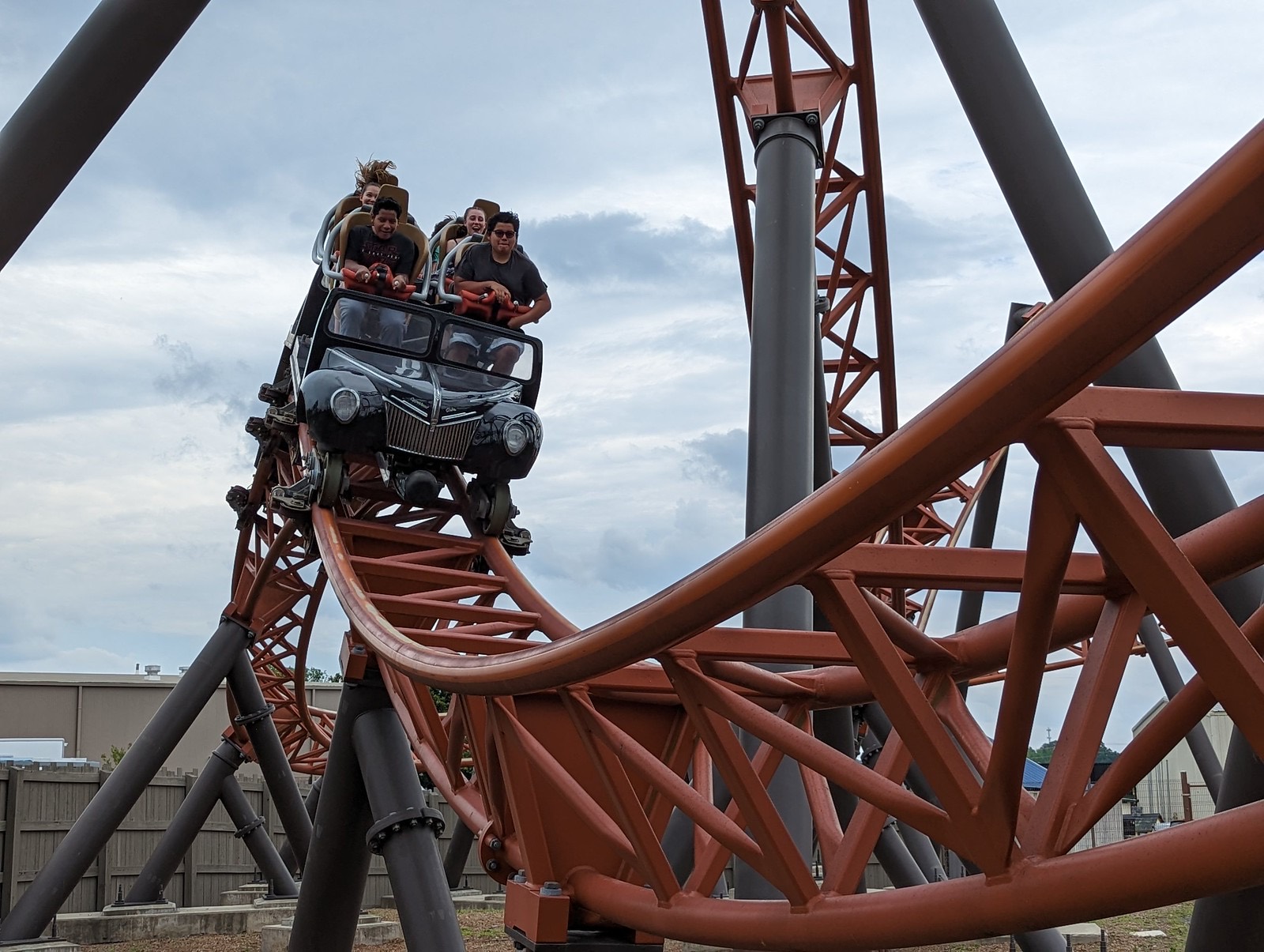 Copperhead Strike train on red track at Carowinds