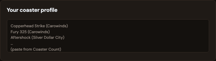 Credits paste field with Coaster Count export